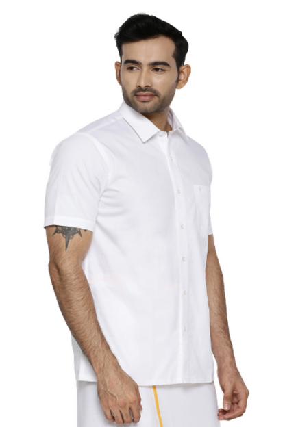 Ramraj Cotton Mens Half Sleeve White Shirt Plus Size - Classic Cotton