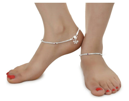 AanyaCentric Gold-Polished Mangalsutra Pendant Earring Set & Silver Plated Anklet