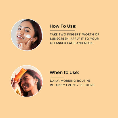 Foxtale Glow Sunscreen SPF 50 PA++++ Lightweight With Vitamin C And Niacinamide For a Dewy Glow, UVA And UVB Filters Prevents Tan