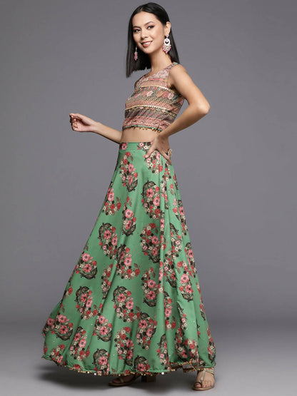Ahalyaa Women's Traditional wear Lehenga Choli - Green