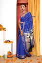 Very Much Indian Handloom Pure Cotton Paithani -Ink Blue