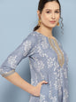 Ahalyaa Floral Printed Midi A-Line Ethnic Dress