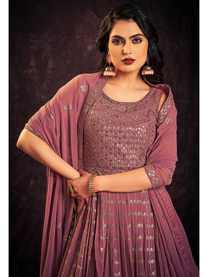Myra Mauve Real Georgette Designer Gown Style Suit