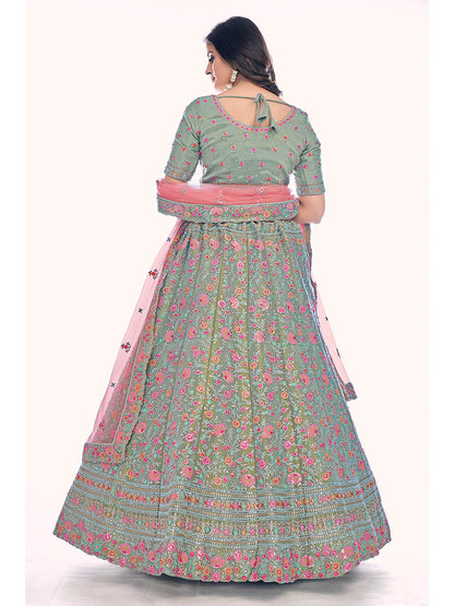 Myra Green Gota Silk Embroidered Designer Lehenga Choli