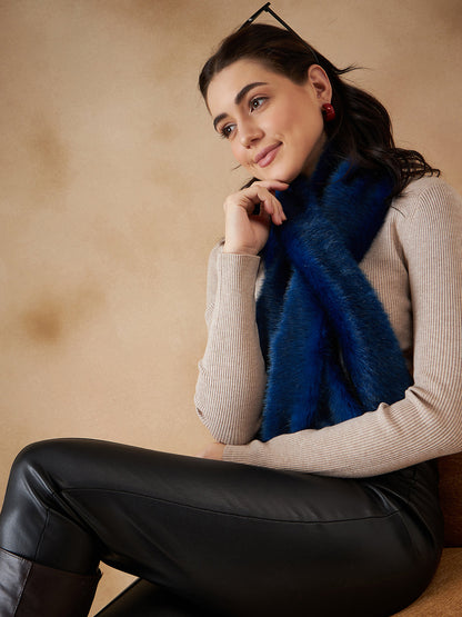 InWeave Women's Royal Blue Faux Fur Neck Warmer