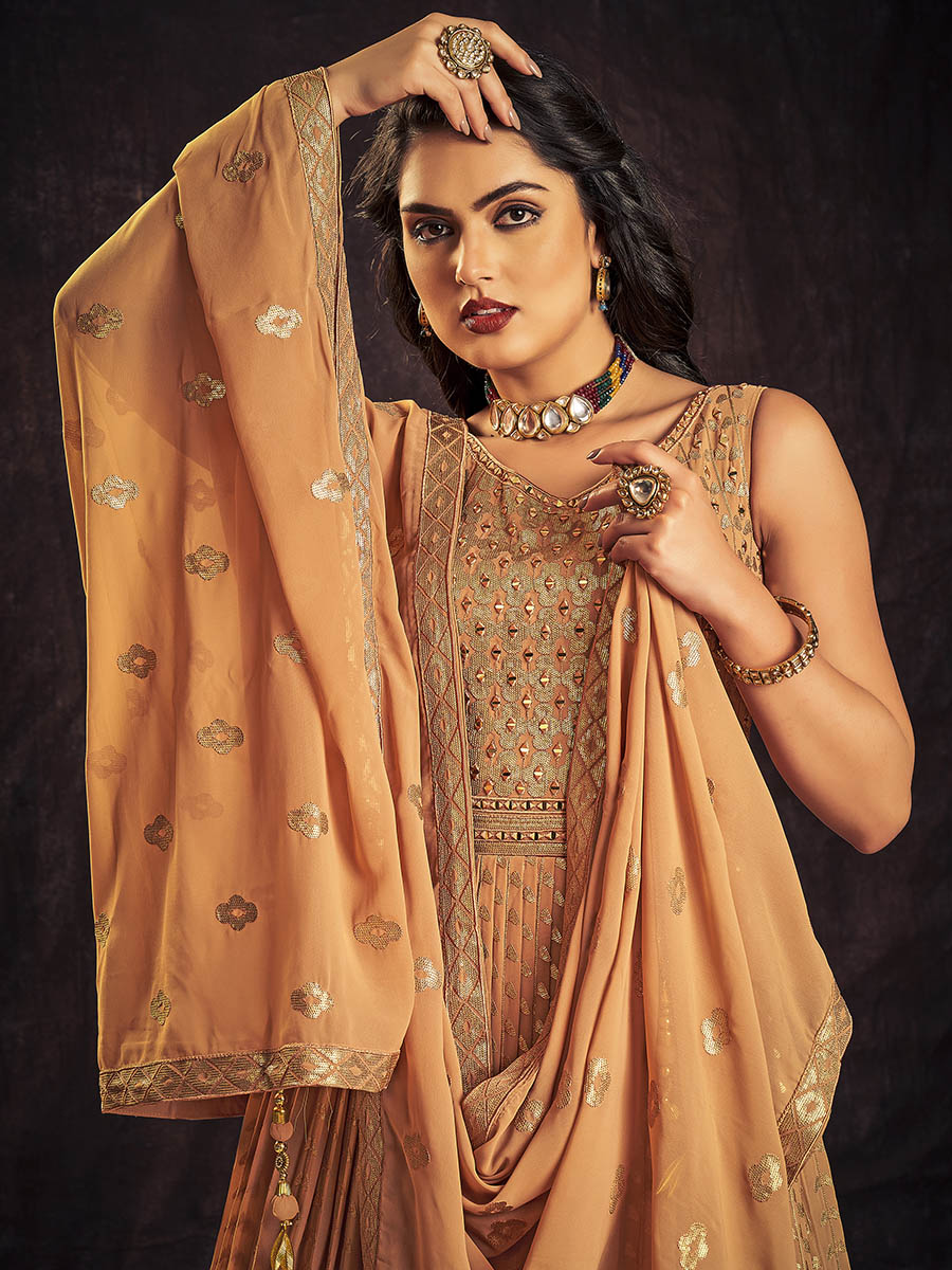 Myra Apricoat Real Georgette Designer Gown Style Suit