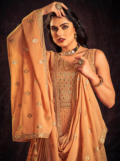 Myra Apricoat Real Georgette Designer Gown Style Suit