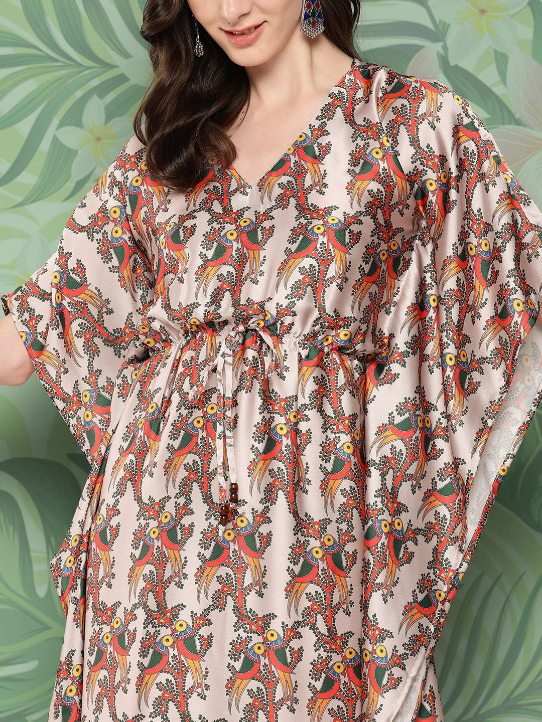 InWeave Women's Elegant Bird Print Kaftaan