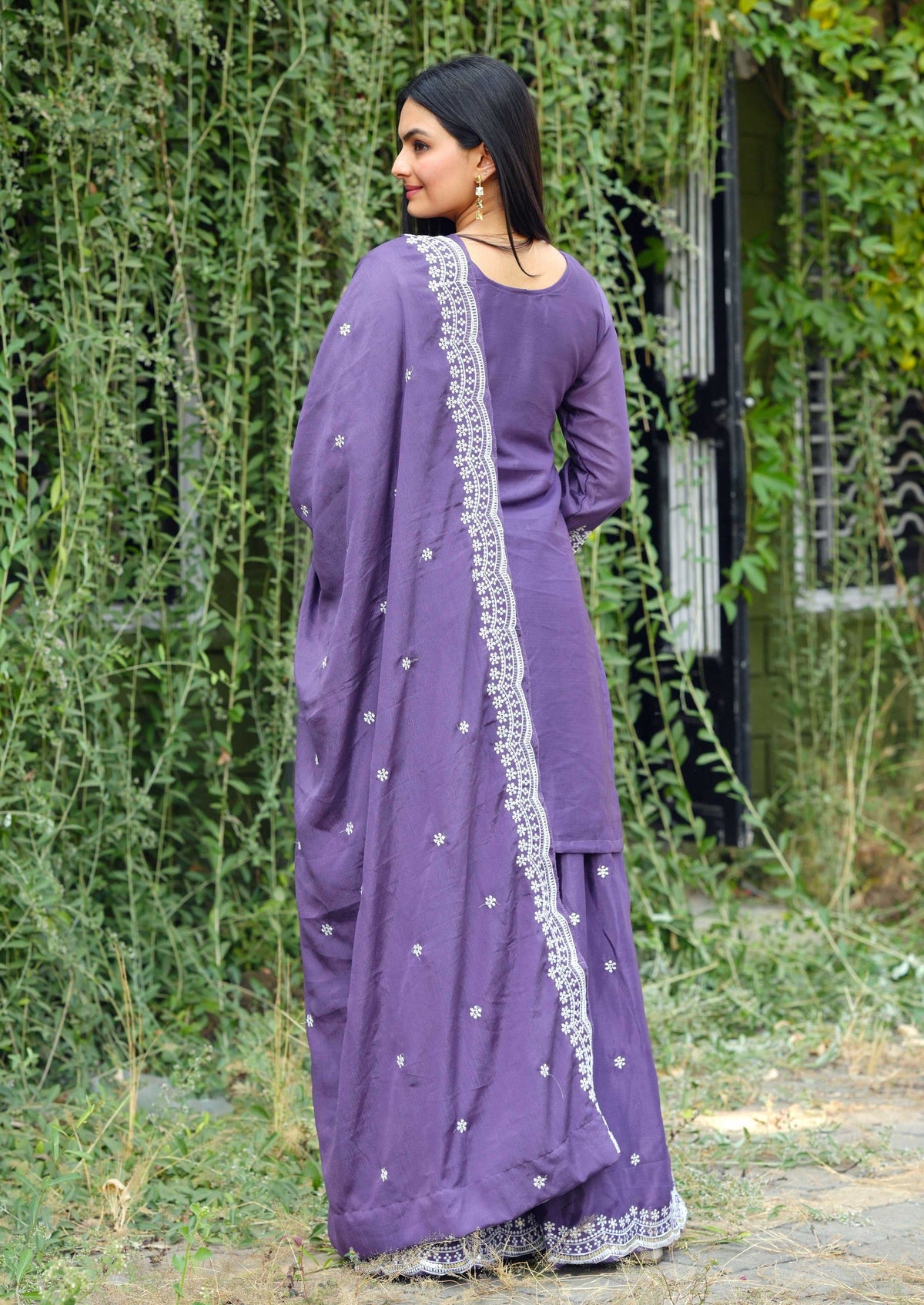 Yash Enterprise Alluring Sequence Embroidered Work Lavender Silk Readymade Salwar Suit
