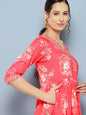 Ahalyaa Floral Printed Pleated Maxi Empire Ethnic Dress