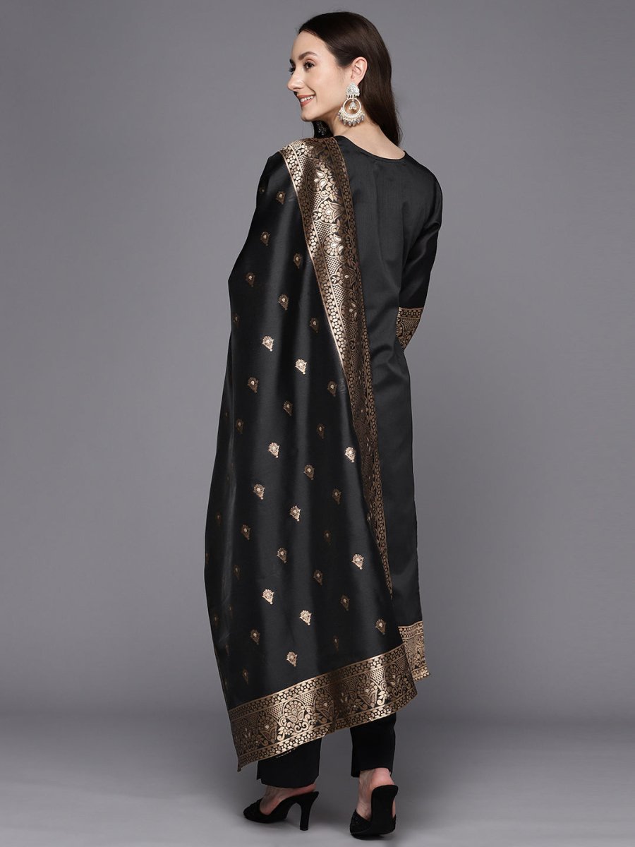 Ahalyaa Unstitched Black Dress Material
