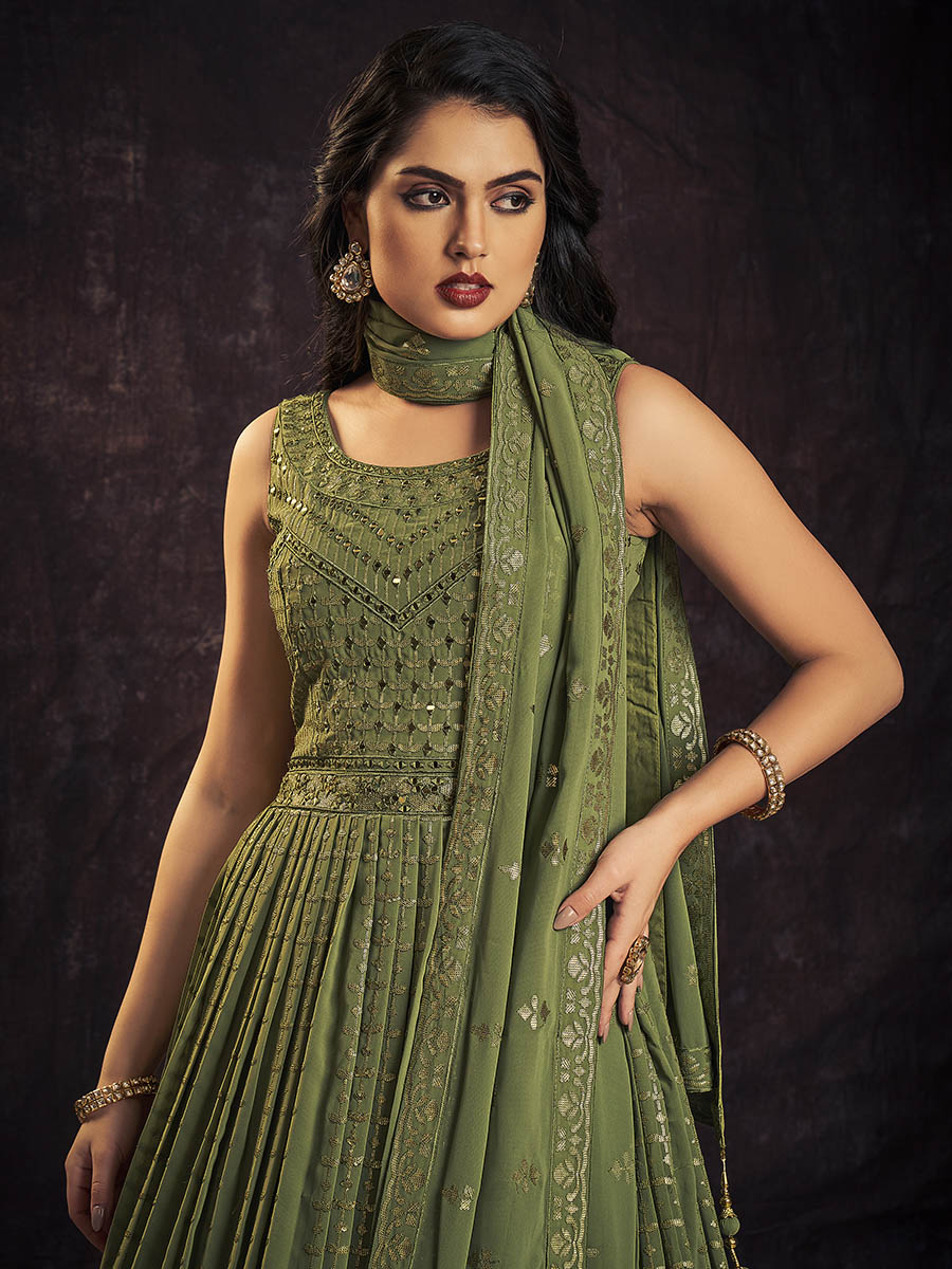 Myra Green Real Georgette Designer Gown Style Suit