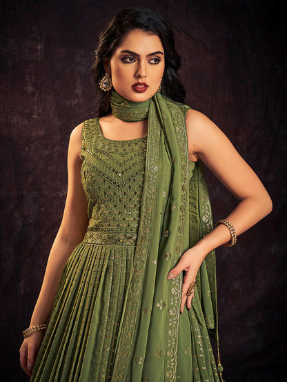 Myra Green Real Georgette Designer Gown Style Suit