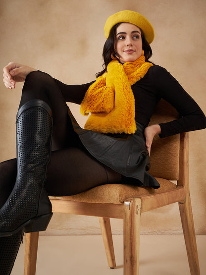 InWeave Women's Yellow Faux Fur Neck Warmer