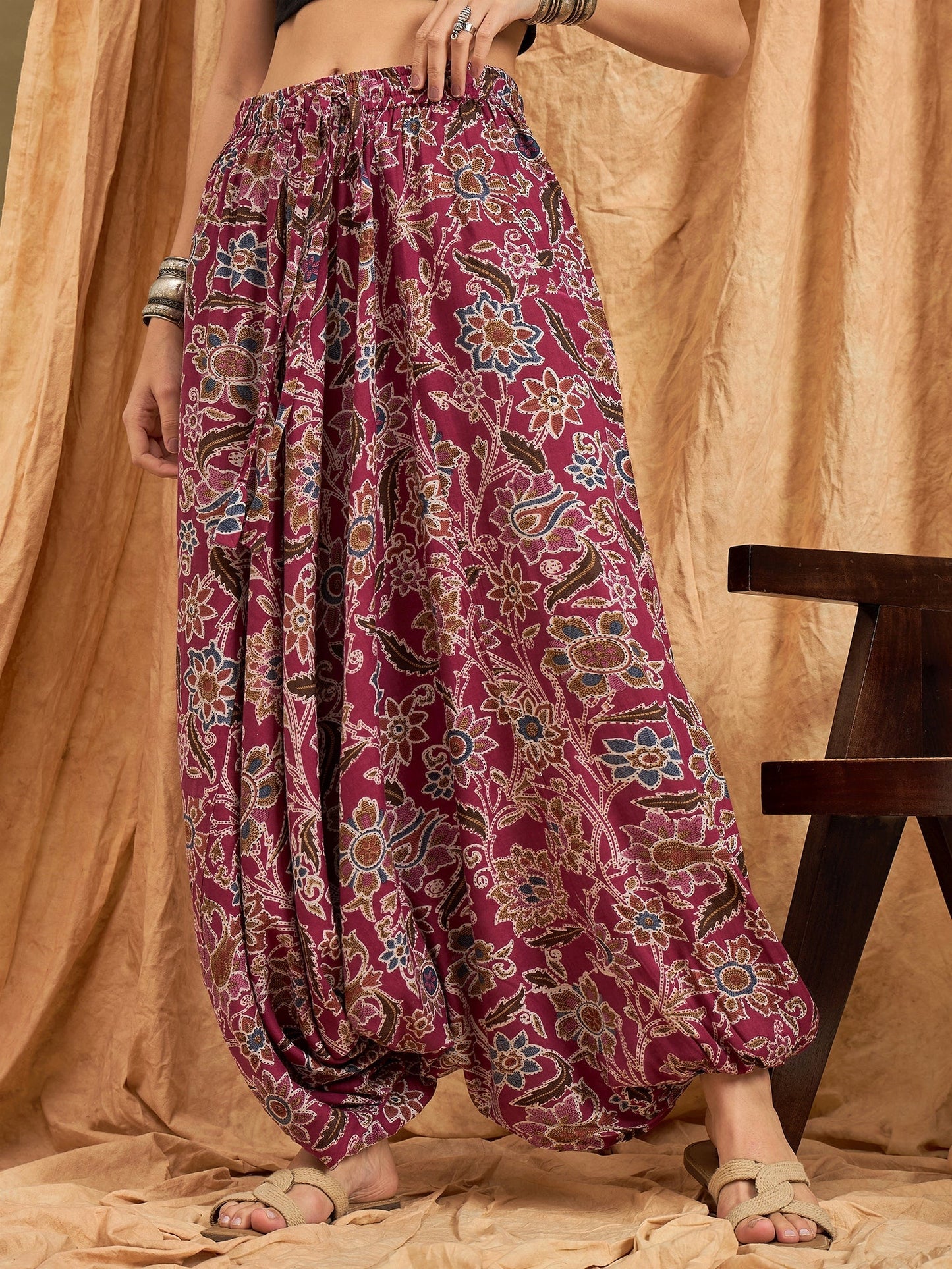 InWeave Burgundy Big Jaal Harem Pant