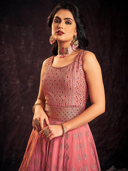 Myra Pink Real Georgette Designer Gown Style Suit