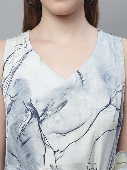 Jainish Women's Blue Printed A-Line Dresses