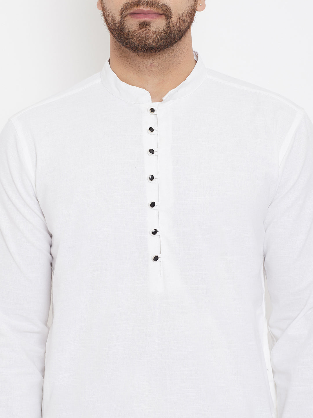 Even Apparels White Solid Kurta With Band Collar