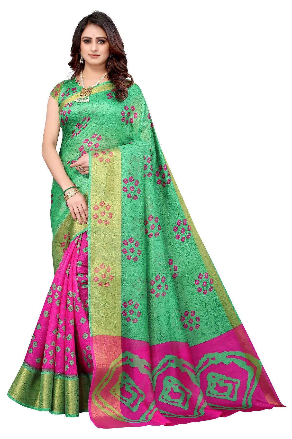 Vamika Ethnic Fire Pink Jari Border Linen Saree
