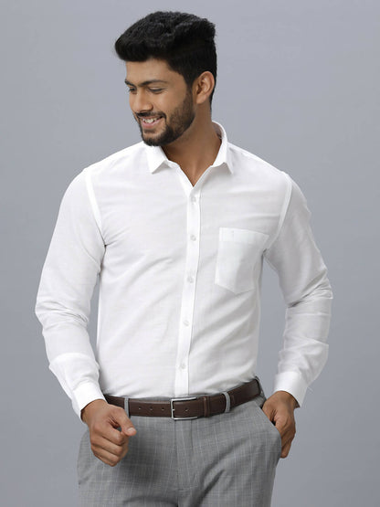 Ramraj Cotton Mens Full Sleeve Formal 100 % Cotton White Shirt