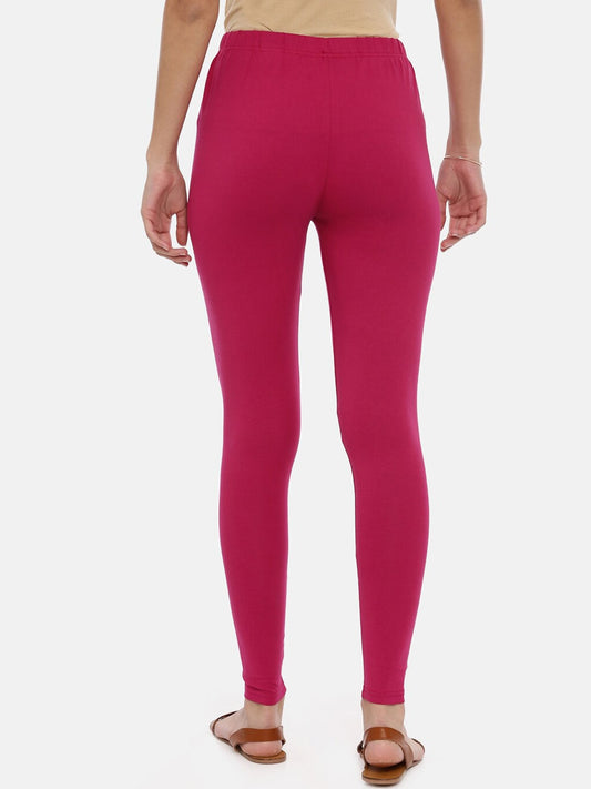 Souchii Magenta Solid Slim-Fit Ankle-Length Leggings