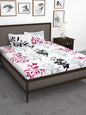 Story@home White & Pink Floral King Bedsheet with 2 Pillow Covers