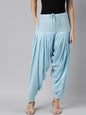 Souchii Blue & Gold-Coloured Woven Design Pure Cotton Patiala
