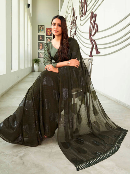 Tikhi Imli Green Floral Embellished Saree