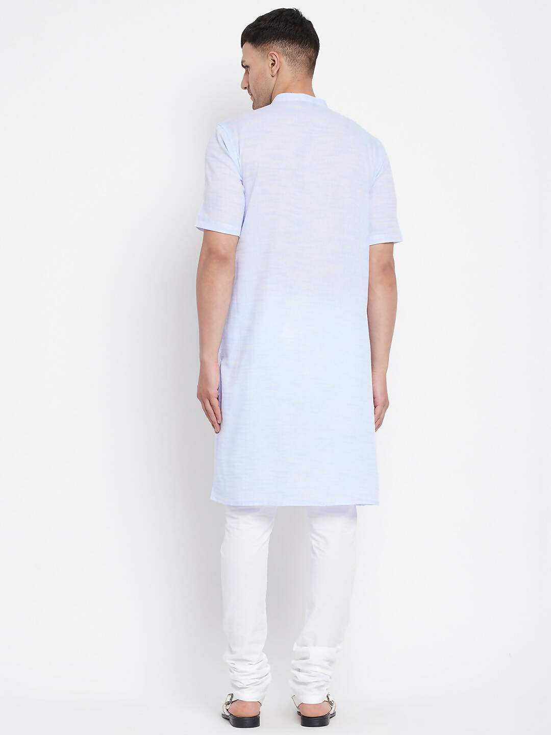 Even Apparels Blue Color Pure Cotton With Band Collar Men's H/S Kurta