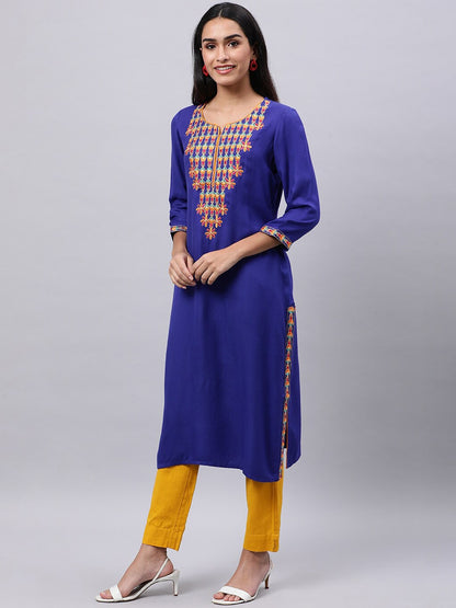 Souchii Blue & cool black Embroidered Mirror Work Grandeur & Majestic Artwork Kurta