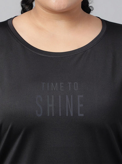 MKH Plus Size Typography Printed Dri-FIT Sports T-Shirt