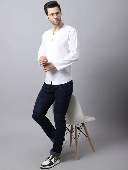 Even Apparels White Pure Cotton Embroided Men's Kurta