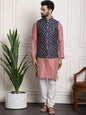 Sojanya Woven Design Mandarin Collar Kurta with Churidar & Nehru Jacket