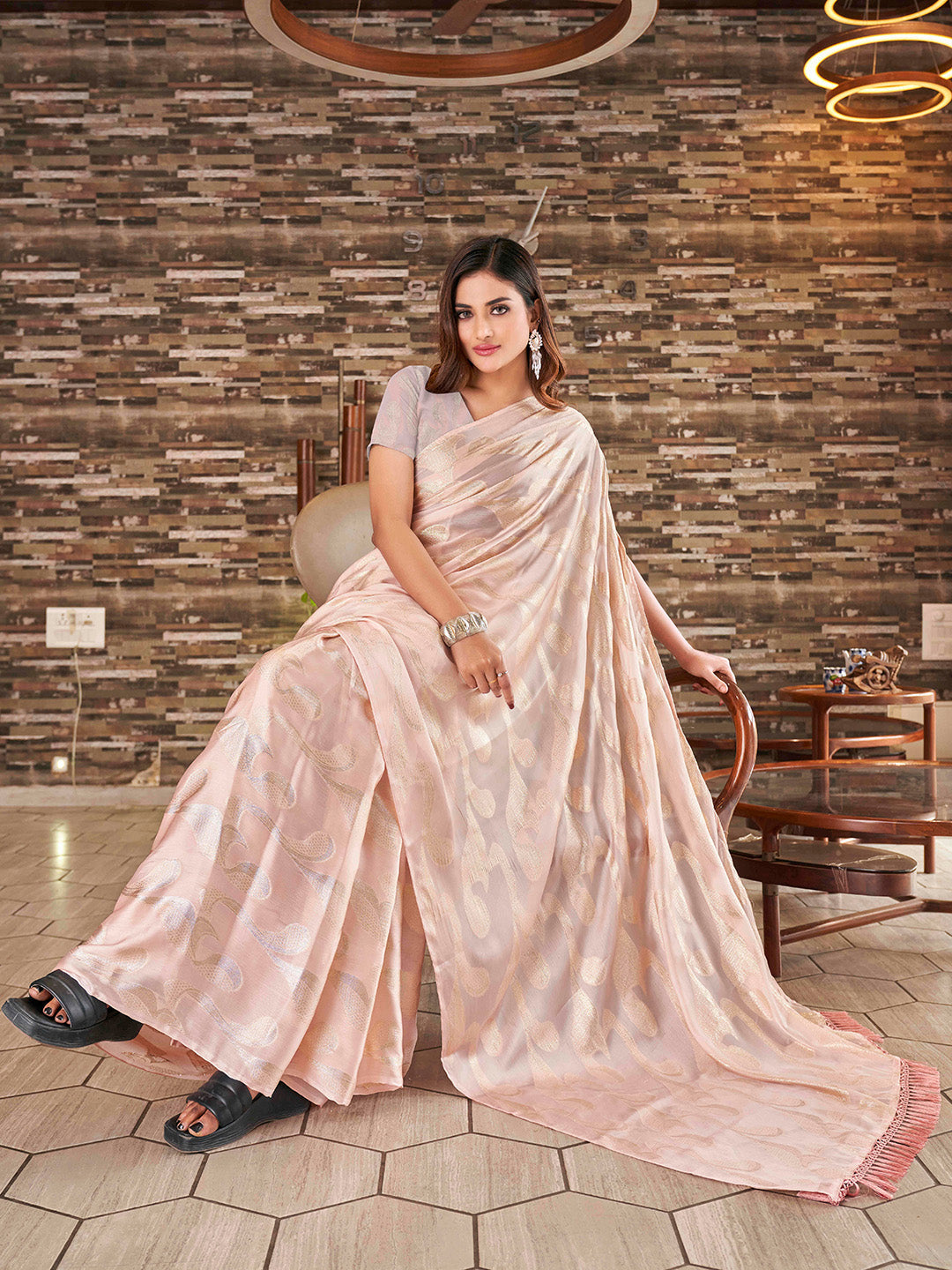 Tikhi Imli Woven Design Satin Jacquard Ready to Wear Saree