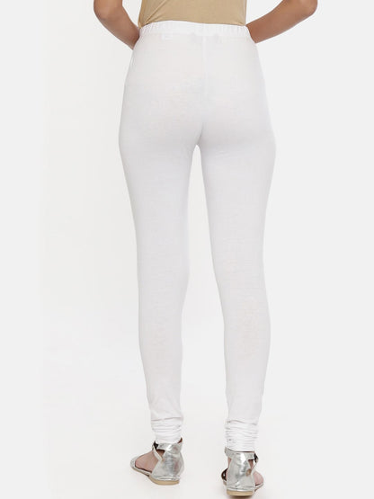 Souchii White Solid Slim-Fit Churidar-Length Leggings