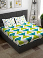Story@home Ventura Green Geometric 152 TC Cotton Queen Bedsheet With 2 Pillow Covers