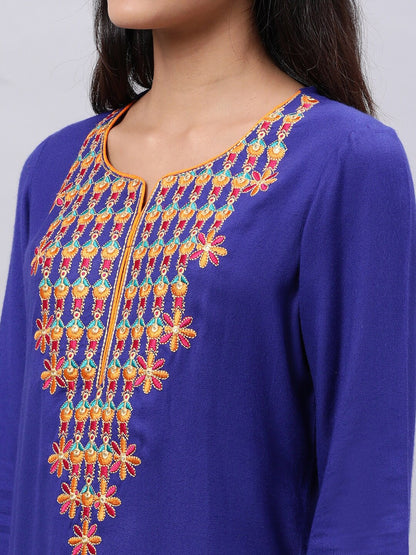 Souchii Blue & cool black Embroidered Mirror Work Grandeur & Majestic Artwork Kurta