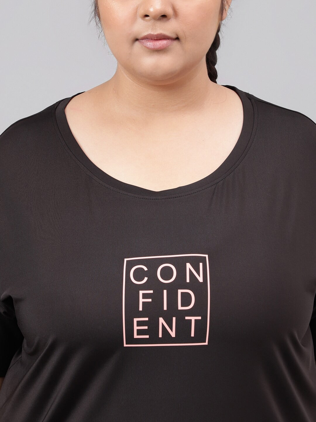 MKH Plus Size Typography Printed Relaxed Fit Dri-FIT Sports T-shirt