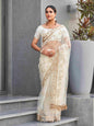 Tikhi Imli Ethnic Motifs Sequinned Embroidered Net Saree