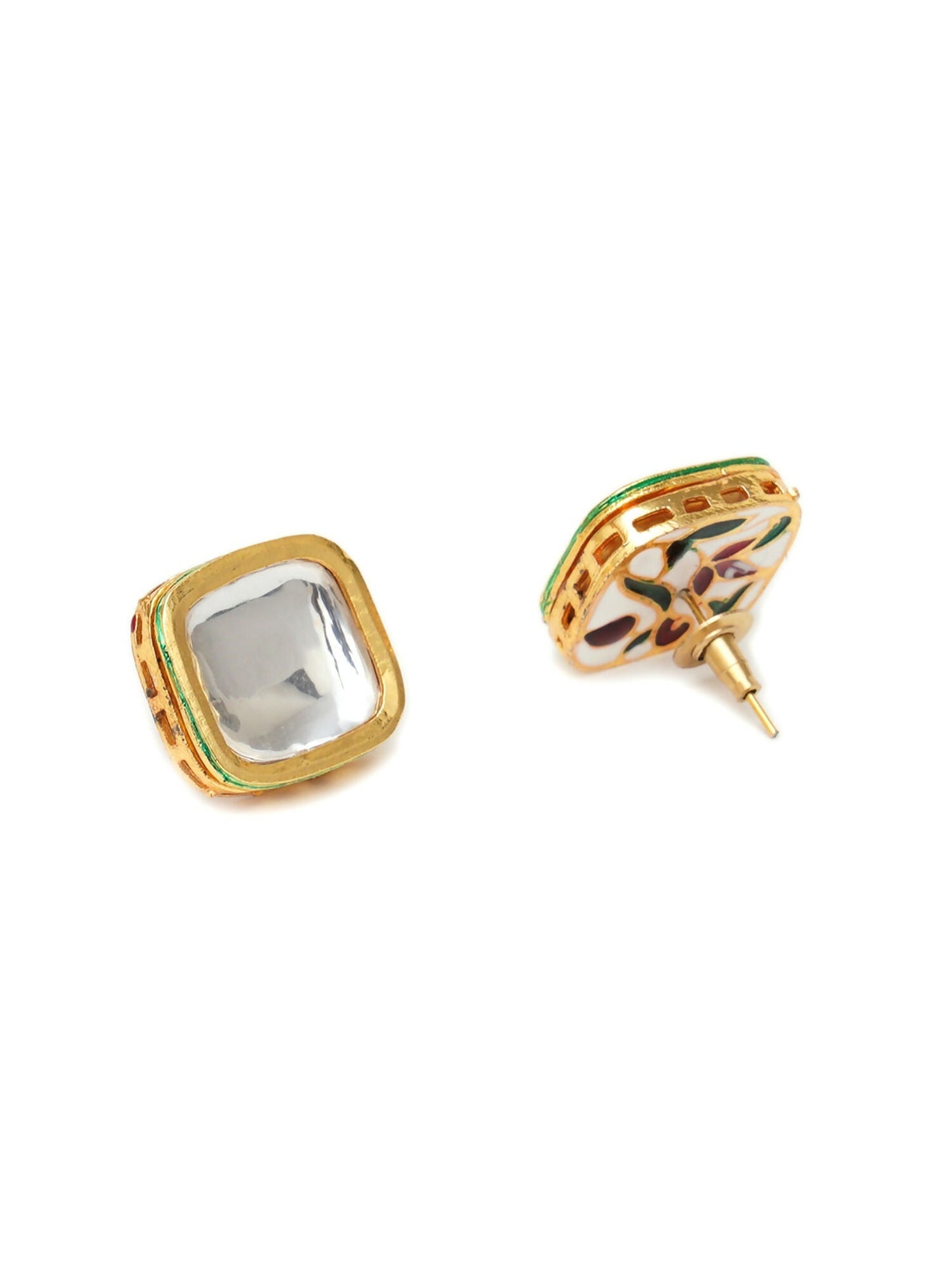 Kundan Studs (Gold) - Ruby Raang