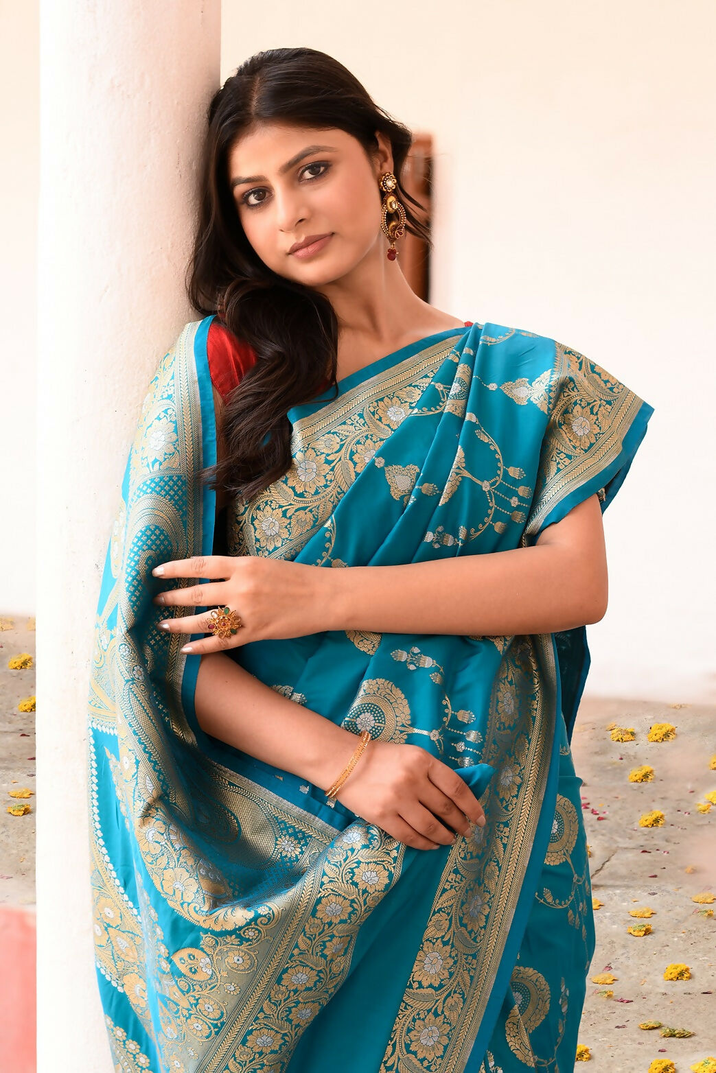 Joban Fashion Blue Banarasi Soft Pure Handloom Banarasi Silk Saree