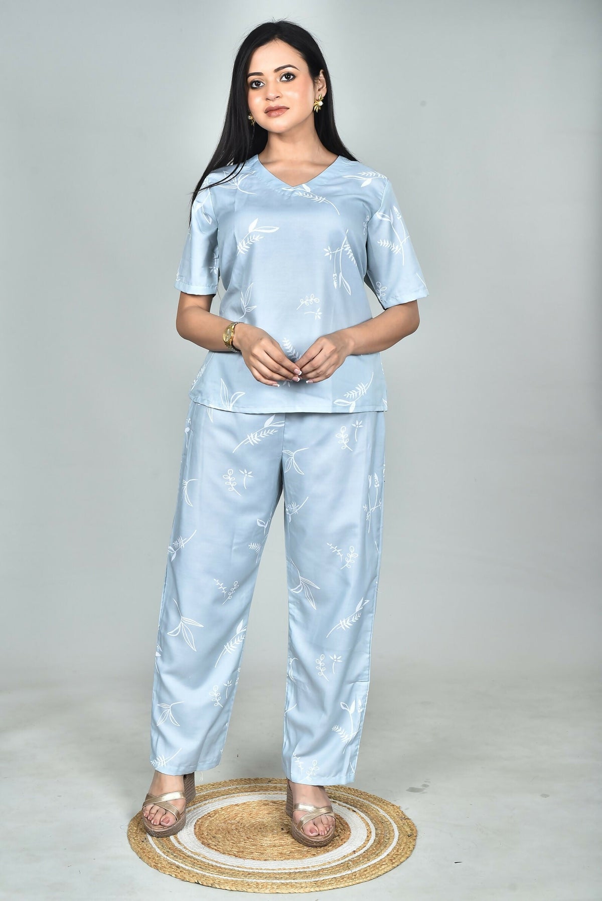 Morchari Digital Print Semi Muslin Co-Ord Set Top & Trouser-Multicolor