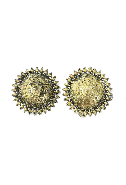 Mominos Fashion Johar Kamal Oxidised Gold-Polished Brass Finish Ghungroo Design Choker Set