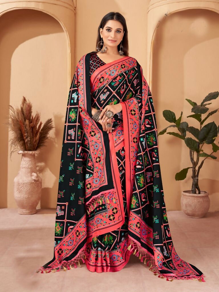 Aayaa Designer Winter Collection Printed Saree With Shawl - Multi Color