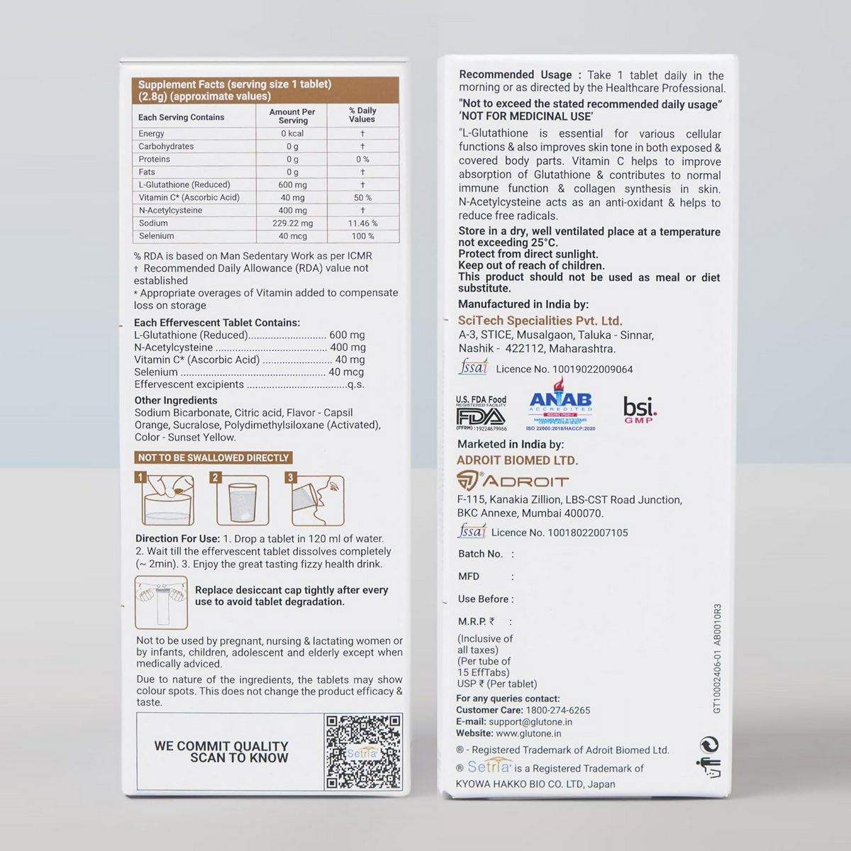 Glutone 1000 Setria L-Glutathione Effervescent Tablets