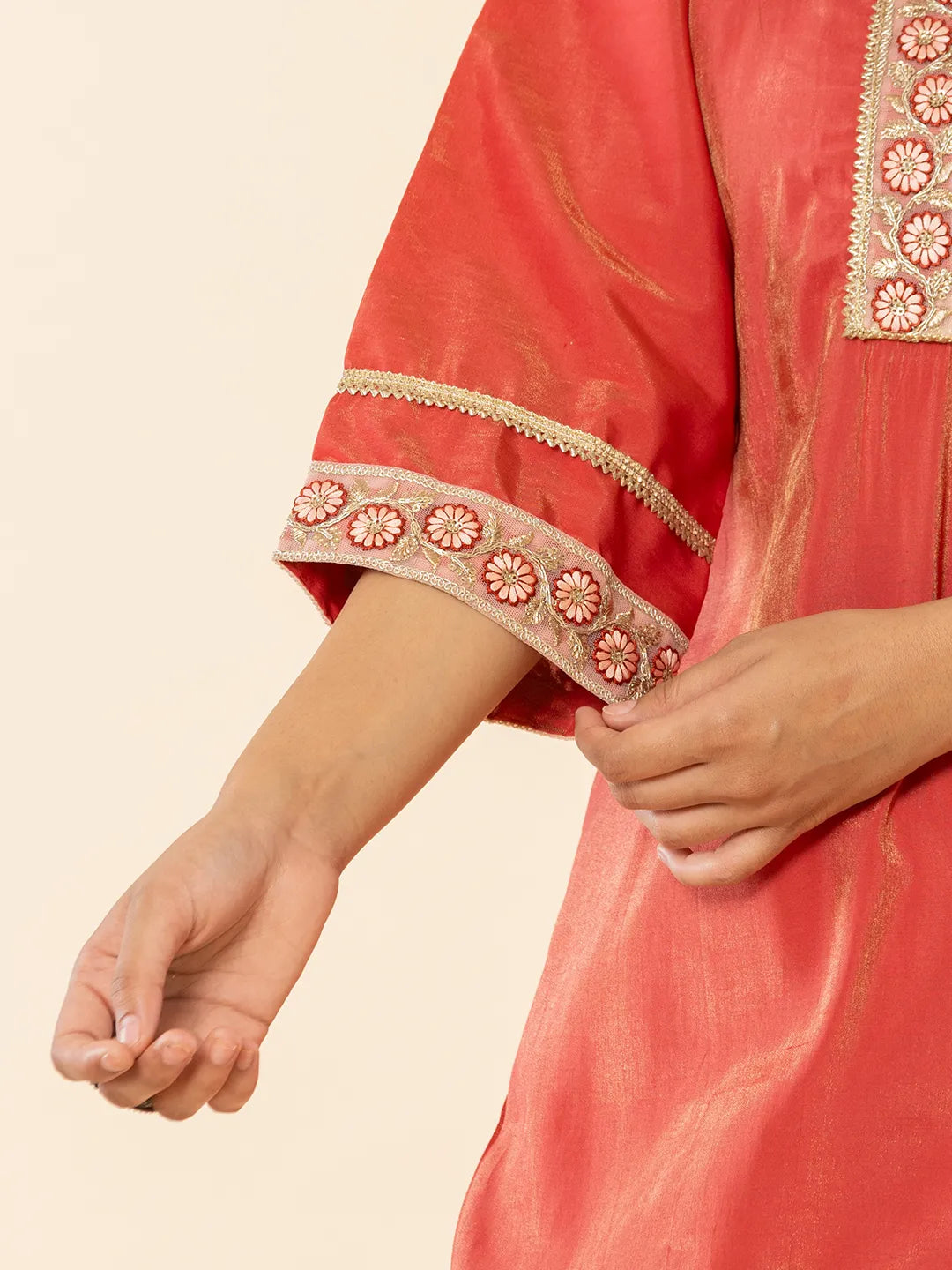 Yufta Silk Kurta Dupatta Set With Flared Bottom And Embroidery