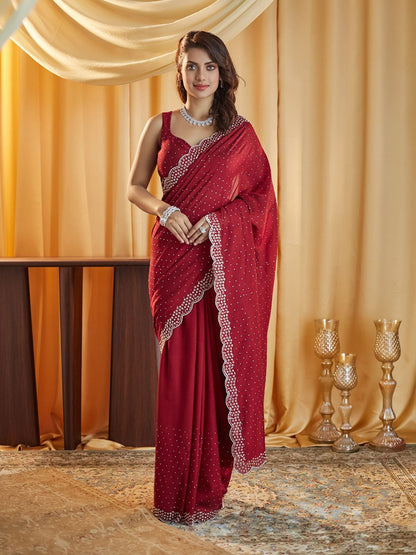 kasee Embellished Beads and Stones Silk Blend Saree