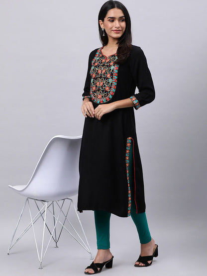 Souchii Women Ethnic Motifs Yoke Design Mirror Work Beautiful Kurta