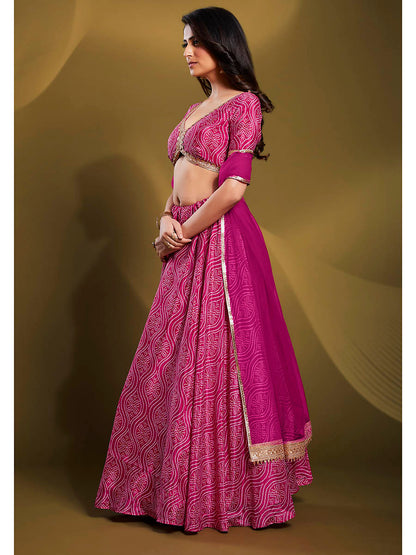 Myra Pink Crepe Embroidered Designer Lehenga