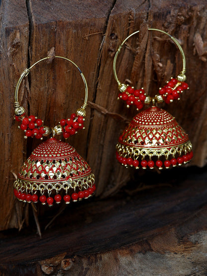 Gold-Polished Alloy Hoop And Jhumki Earrings - The Pari